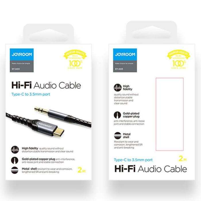 Joyroom - Joyroom stereo audio AUX 3,5 mm mini jack -USB-C smartphone 2 m