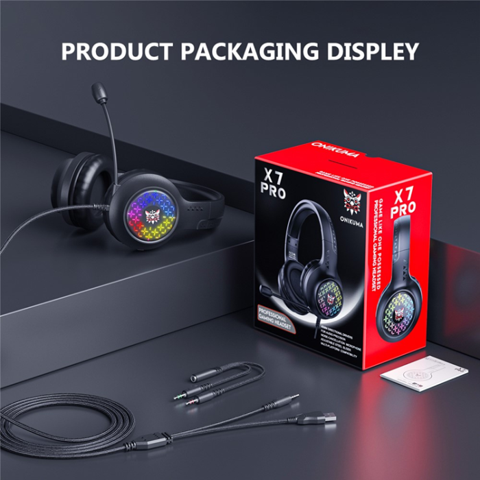 ONIKUMA - ONIKUMA Over-Ear Gaming Hörlurar med Mikrofon Trådbundna X7 Pro