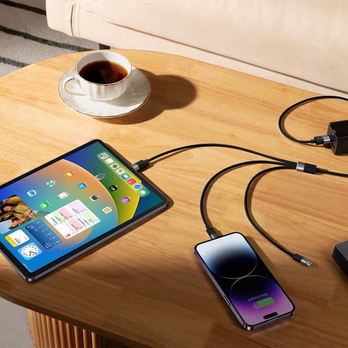 BASEUS - Baseus 3in1 USB-A till USB-C, Lightning, microUSB kabel 1.2m
