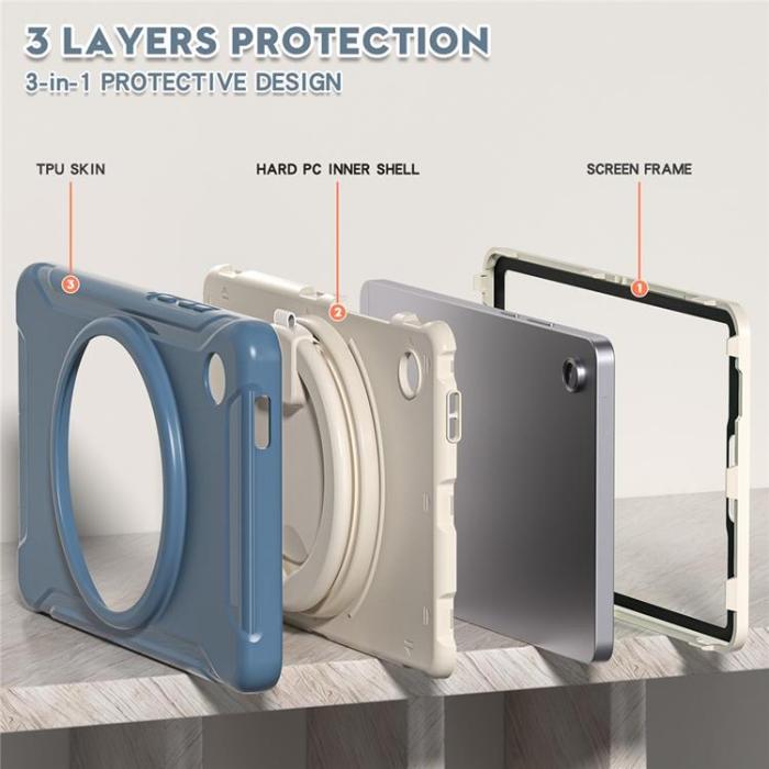 A-One Brand - Galaxy Tab A11 Skal Rotary Kickstand Handle - Cornflower Blå