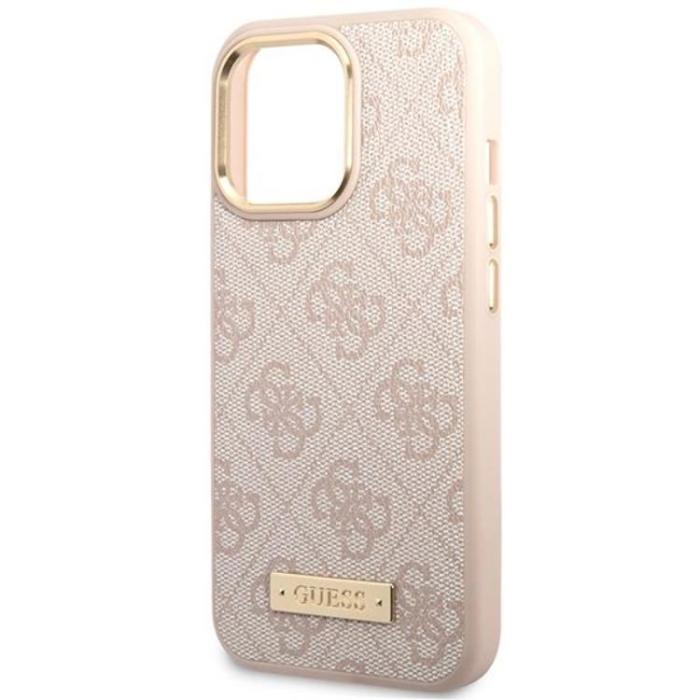 Guess - Guess iPhone 14 Pro Max Mobilskal Magsafe Logo Plate - Rosa