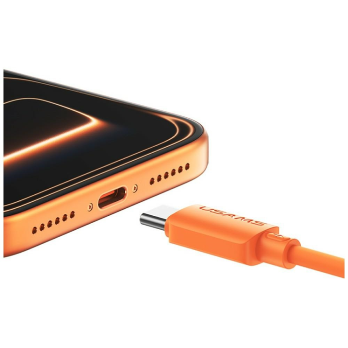 USAMS - USAMS USB-A till USB-C Kabel 3A 1m Silikon U98 - Vit