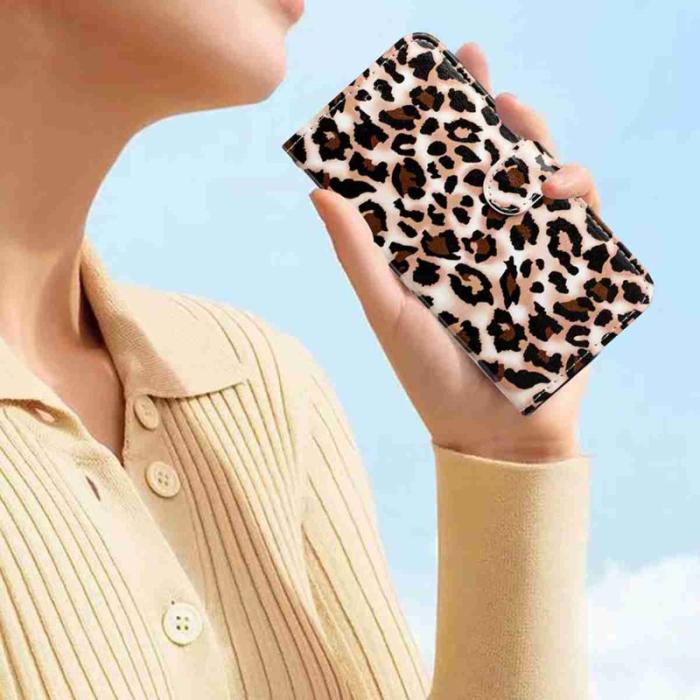 OEM - Samsung Galaxy A37 Plånboksfodral Konstläder Tryckt Mönster - Leopard Print