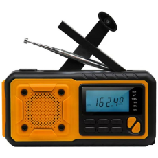 A-One Brand - Radio AM/FM med Ficklampa Solpanel Handvev IPX3 - Svart/Gul