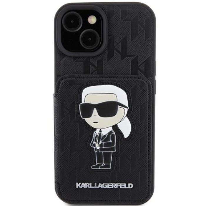 KARL LAGERFELD - Karl Lagerfeld iPhone 15 Mobilskal Korthållare Monogram Ikonik