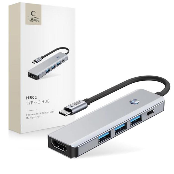 Tech-Protect - Tech-Protect HB01 5in1 Hub Adapter - Space Grå