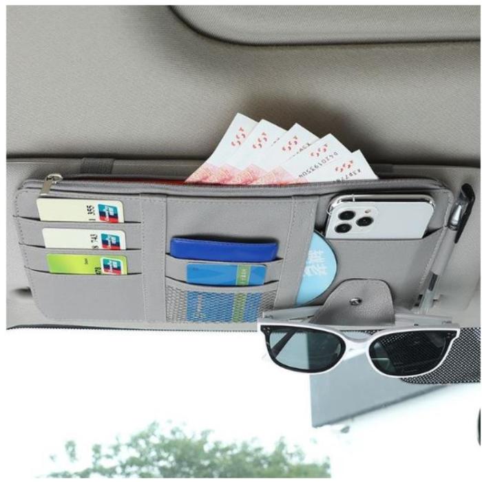 OEM - Bil Solskydd Organizer med Zipper Pocket - Grå