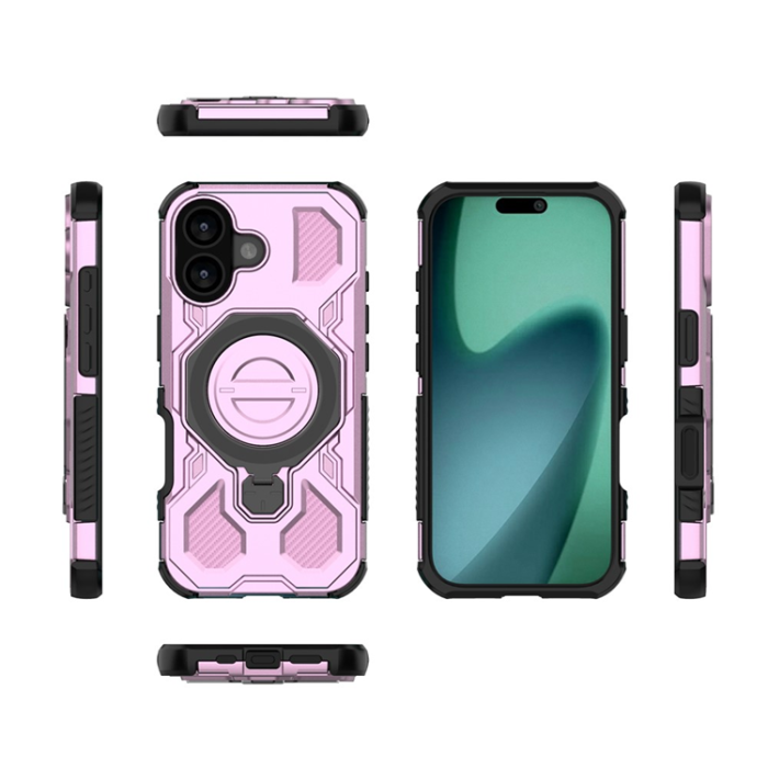 A-One Brand - iPhone 17 Mobilskal Rotating Kickstand - Rosa