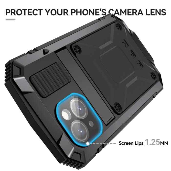 R-JUST - R-JUST iPhone 15 Plus Mobilskal med Härdat Glas - Svart