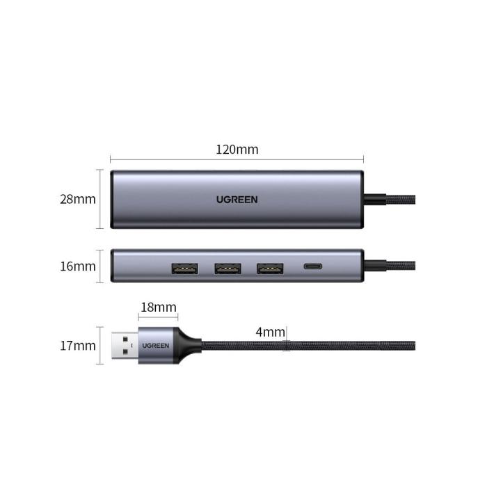 Ugreen - Ugreen Multifunktions Adapter HUB USB Typ-C - Grå