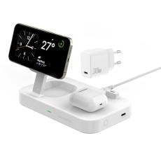 4smarts - 4smarts Trådlös laddare Smartphone/Smartwatch/Earbuds 30W - Vit