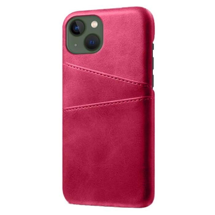 OEM - iPhone 14 Plus Skal Korthållare PU Läder - Magenta