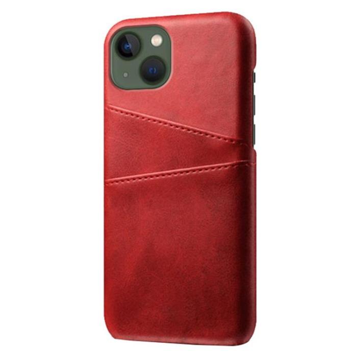 OEM - iPhone 14 Plus Skal Korthållare PU Läder - Röd