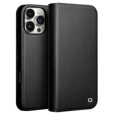 QIALINO - Qialino iPhone 16 Pro Max Plånboksfodral Äkta läder - Svart
