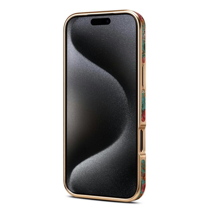 DENIOR - DENIOR iPhone 17 Pro Fodral Mönstertryckt Electroplating Konstläder Blå
