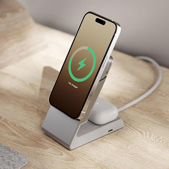 ALOGIC - ALOGIC 2-in-1 Trådlös Laddare MagSafe med Bordsdocka - Vit