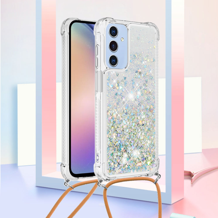 A-One Brand - Galaxy A17 / A26 Mobilskal med Snodd - Silver / Hearts