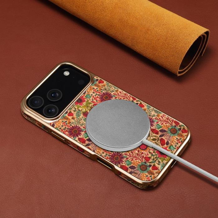 DENIOR - DENIOR iPhone 17 Pro Fodral Mönstertryckt Electroplaterat Konstläder Lila