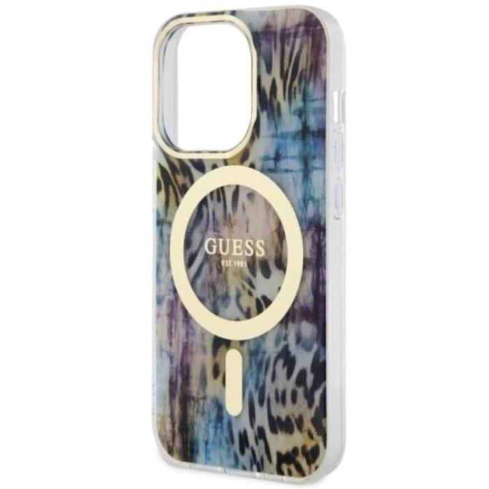 Guess - Guess iPhone 14 Pro Max Mobilskal MagSafe Leopard - Blå