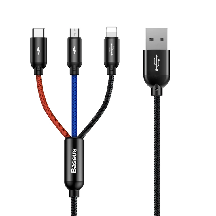Baseus 3in1 USB-A till USB-C Lightning microUSB kabel 3.5A 0.3m | 3541 | AlltMobil