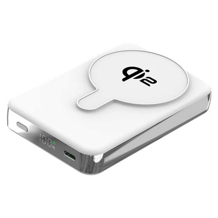 OEM - Qi2 Trådlös Magnetisk Powerbank 10000mAh 35W - Vit