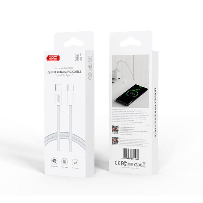 XO - XO USB-C Till USB-C 60W Kabel 1m PD NB-Q260A - Vit