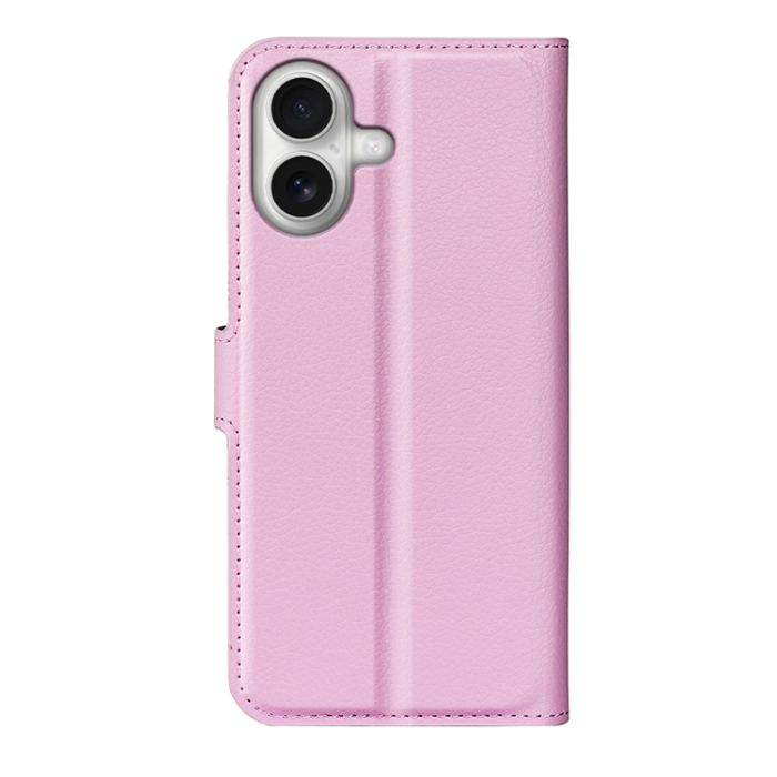 A-One Brand - iPhone 17 Plånboksfodral Litchi Texture läder - Rosa