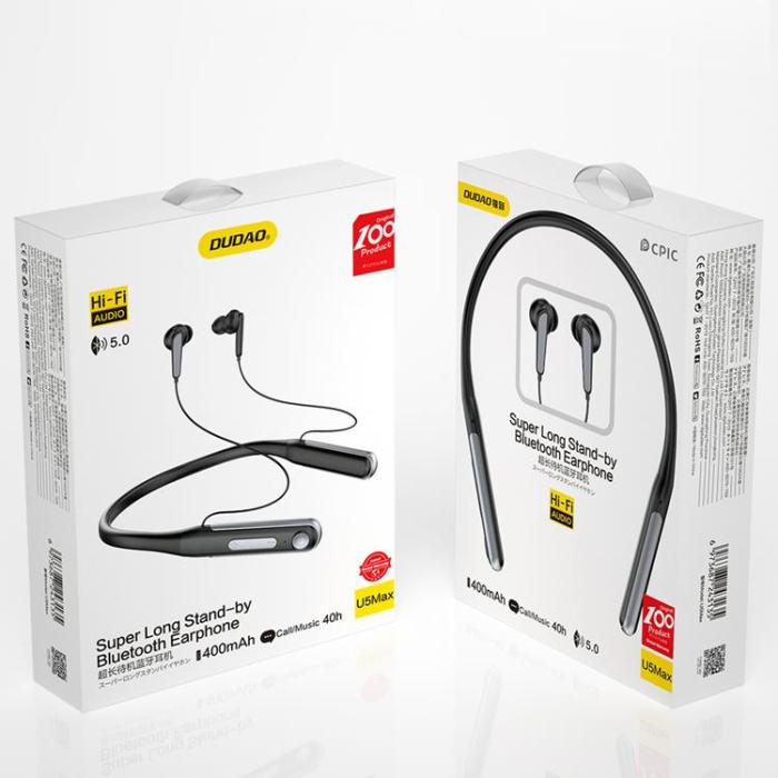 UTGATT5 - Dudao Sport In-Ear Bluetooth Hörlurar Nackband 400mAh - Svart