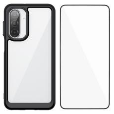WANLONFENG - WANLONFENG Galaxy A17 5G Mobilskal Med Härdat glas - Svart