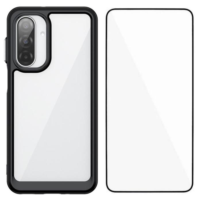 WANLONFENG - WANLONFENG Galaxy A17 5G Mobilskal Med Härdat glas - Svart