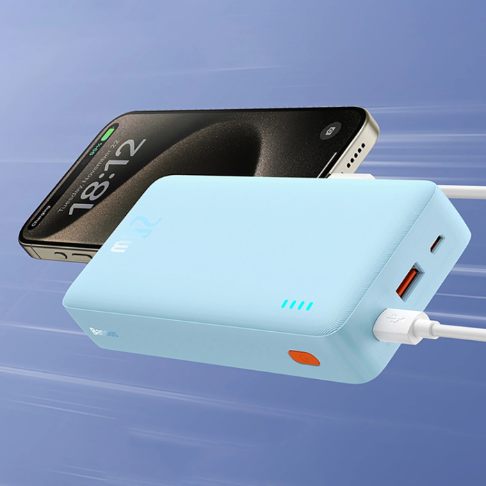 BASEUS - Baseus Powerbank 20000 mAh 20W Med USB-A Till USB-C Kabel - Blå