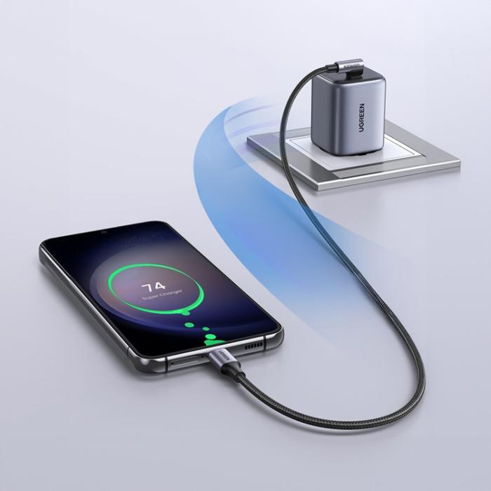 Ugreen - Ugreen USB-C till USB-C kabel Angled 0.5m - Grå