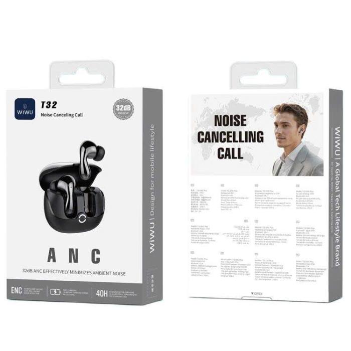WIWU - WiWU TWS In-Ear Hörlurar Bluetooth ANC T32 - Svart