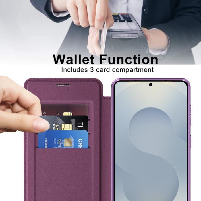 OEM - Mobilfodral för Samsung Galaxy S26 Plus Magnetiskt Konstläder - Mörklila