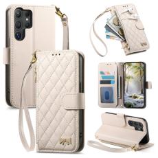 OEM - Pl&aring;nboksfodral f&ouml;r Samsung Galaxy S26 Ultra St&auml;llning Konstl&auml;der - Vit