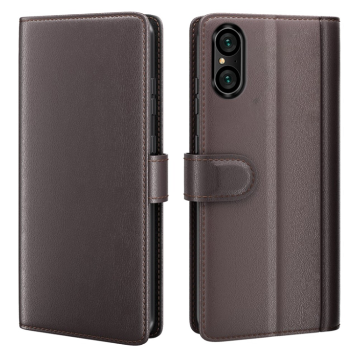 OEM - Sony Xperia 5 V Plånboksfodral Äkta Läder - Brun
