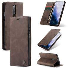 Caseme - CASEME 013 OnePlus 7 Pro Konstl&auml;der Pl&aring;nboksfodral Auto-absorberande Brun