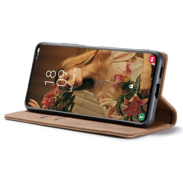 Caseme - CASEME 013 Magnetisk Konstläder Plånboksfodral Ställ för Samsung Galaxy S21 Brun