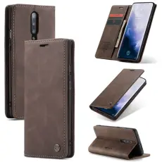 Caseme - CASEME 013 OnePlus 7 Pro Konstl&auml;der Pl&aring;nboksfodral Auto-absorberande Brun