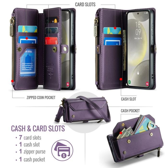 Caseme - CASEME Plånboksfodral Konstläder till Samsung Galaxy S25 - Lila