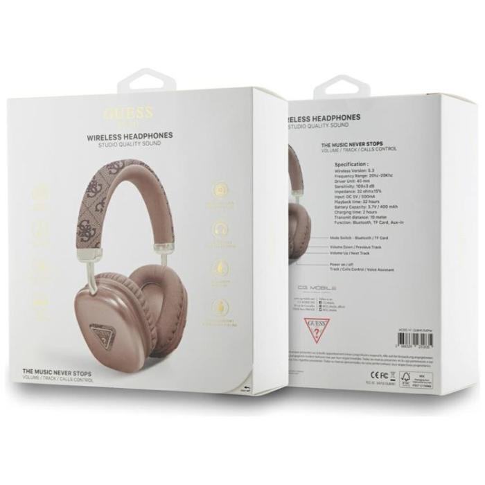 Guess - Guess Over-Ear Hörlurar Bluetooth 5.3 4G Triangle Logo - Brun