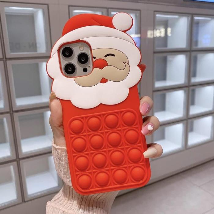OEM - iPhone 11 Pro Mobilskal Silikon Santa Claus Pop It - Röd