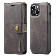 DG.MING - DG.MING iPhone 14 Plus Pl&aring;nboksfodral i &Auml;kta l&auml;der Magnetisk Gr&aring;