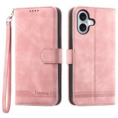 DIERFENG - DIERFENG DF-03 Pl&aring;nboksfodral f&ouml;r iPhone 16 - Konstl&auml;der - Rosa