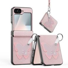 Dux Ducis - DUX DUCIS Fodral f&ouml;r Samsung Galaxy Z Flip6/7 - KonstL&auml;der - Rosa-Butterfly