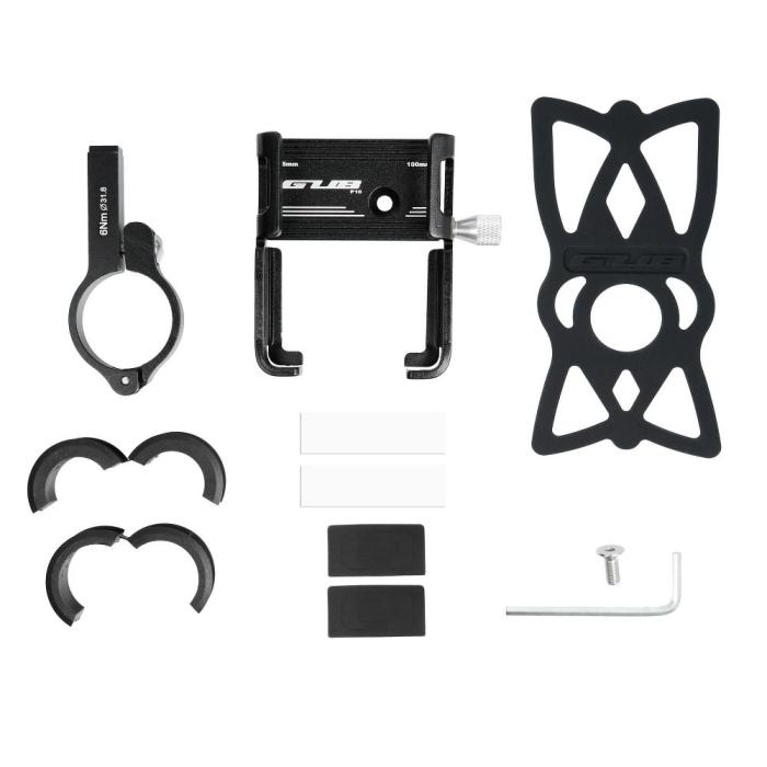 Gub - GUB Aluminium Cykel Mobilhållare P10 + Silicone Bandage - Svart