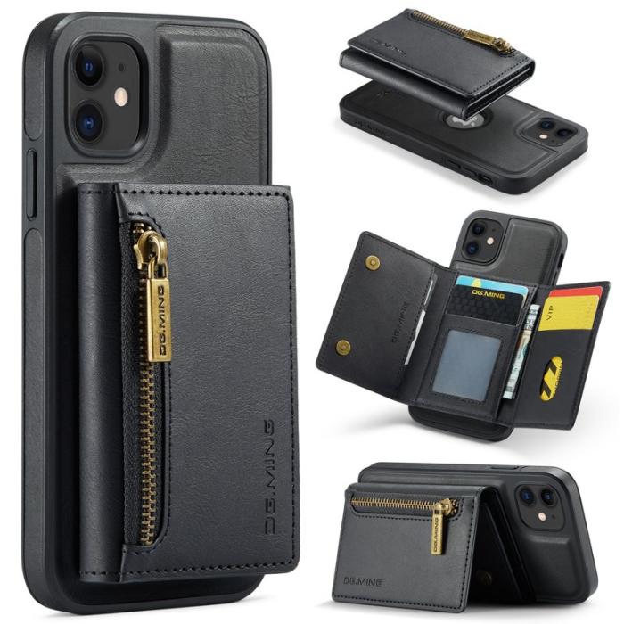 DG.MING - DG.MING M5 Plånboksfodral iPhone 11 med kortfack och dragkedja - Svart