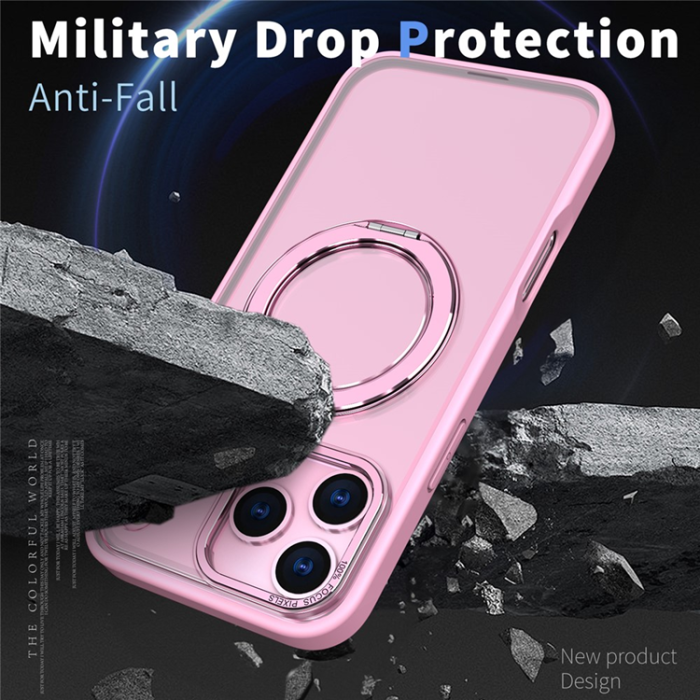 A-One Brand - iPhone 17 Pro Mobilskal Ring Kickstand TPU PC - Rosa