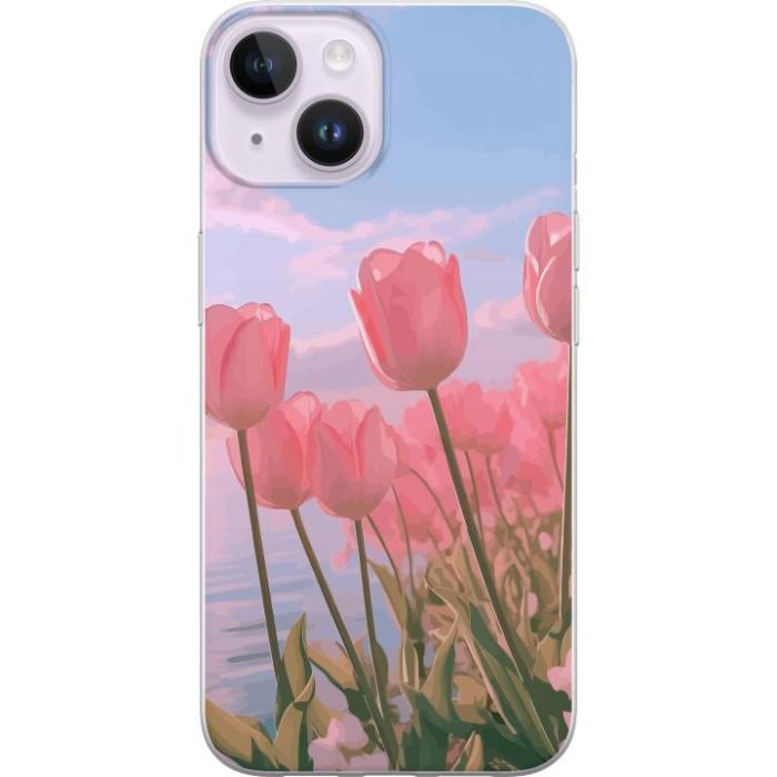 iSecrets - Mobilskal till Apple iPhone 15 Plus med Rosa Tulpaner