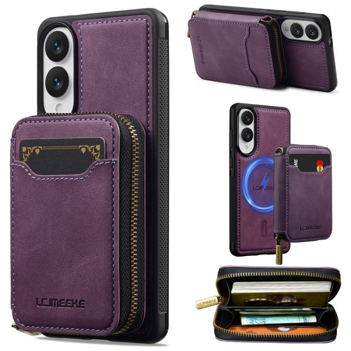 LC.imeeke - LC.IMEEKE L6 Samsung Galaxy S25 Edge Plånboksfodral Konstläder - Lila